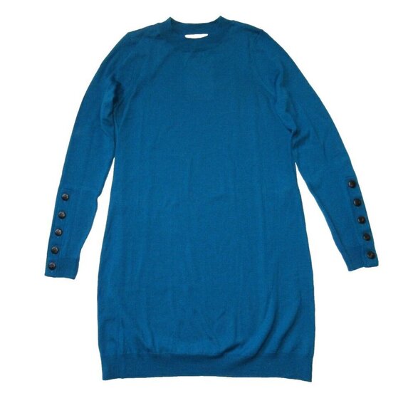 NWT La Maille Sezane Paola in Cerulean Blue Merino Wool Knit Sweater Dress XS